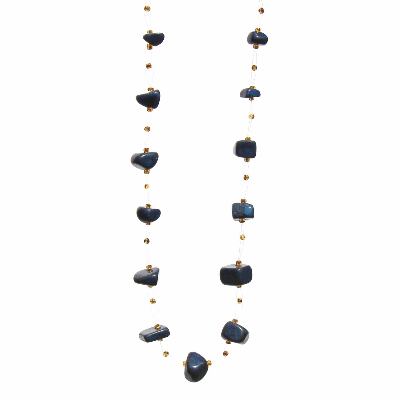 18"-20" Lightweight Floating Stone Necklace with Bead Accents and Barrel Clasp Adjustable Length